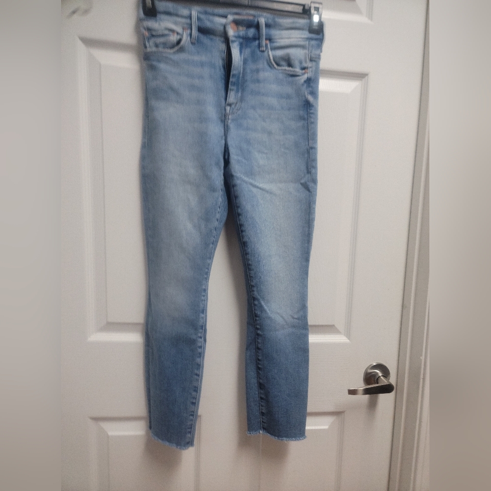 MOTHER Light Blue HIGH WAISTED LOOKER  ANKLE FRAY JEANS - Picture 12 of 14